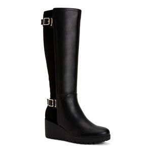 GIANI BERNINI Womens Black Round Toe Wedge Zip-Up Leather Dress Boots 7.5